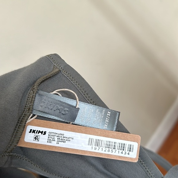 SKIMS Juniper Cotton Logo Scoop Neck Bralette Size 3X - Picture 6 of 6